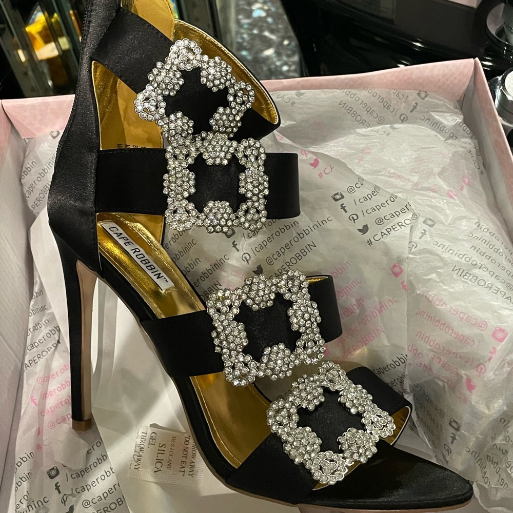 Cape Robbin June-2 Caged Heels with Rhinestone Buckles